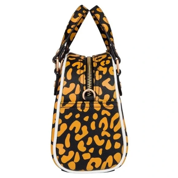 Von Dutch Orange/Apricot Crushblack Cheetah Small Bowling Bag/Purse/Hand Bag NEW - Picture 5 of 11